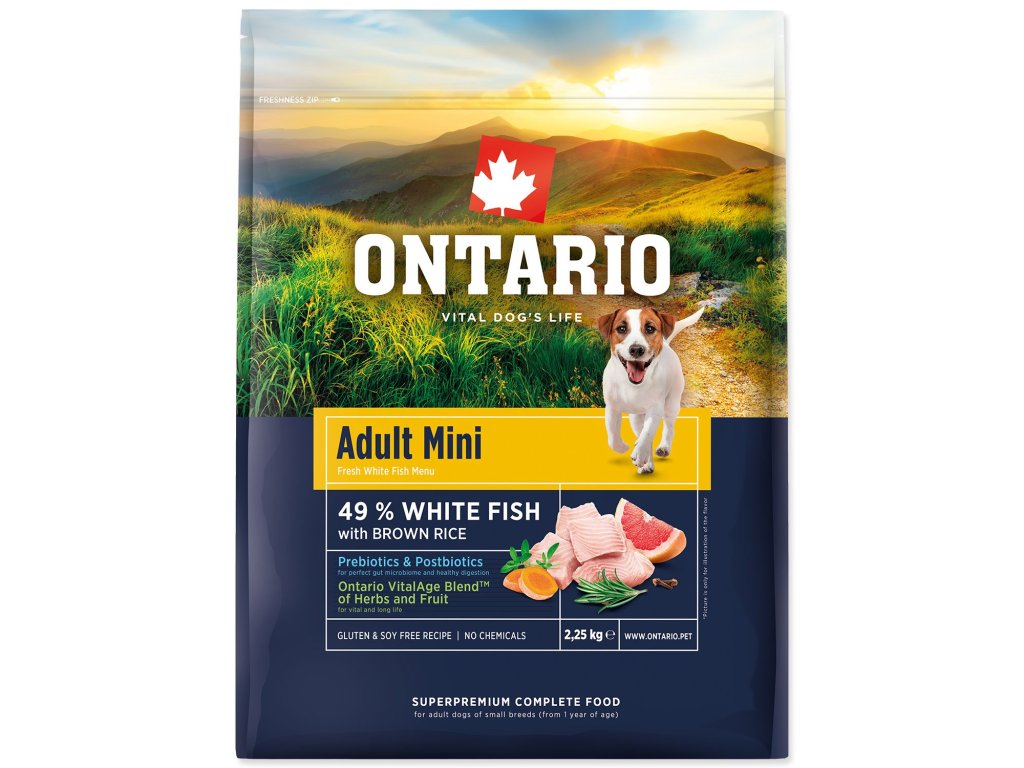 Krmivo Ontario Adult Mini Fish & Brown Rice 2,25kg