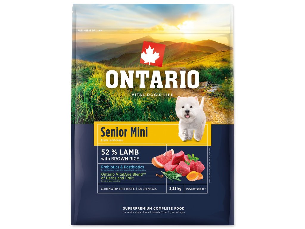 Krmivo Ontario Senior Mini Lamb & Brown Rice 2,25kg