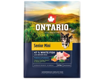 Krmivo Ontario Senior Mini Fish & Brown Rice 2,25kg