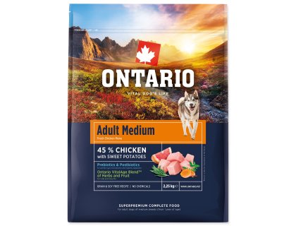 Krmivo Ontario Adult Medium Chicken & Sweet Potatoes 2,25kg