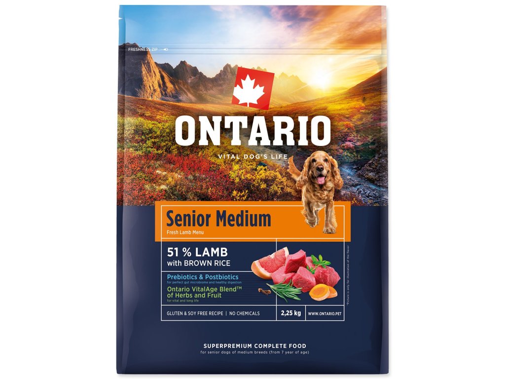Krmivo Ontario Senior Medium Lamb & Brown Rice 2,25kg