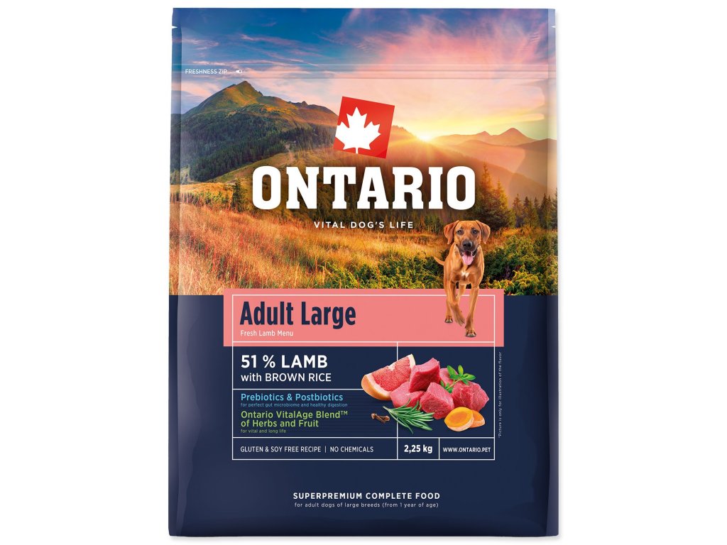 Krmivo Ontario Adult Large Lamb & Brown Rice 2,25kg
