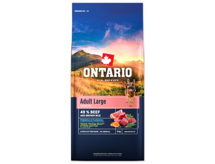 Krmivo Ontario Adult Large Beef & Brown Rice 12kg