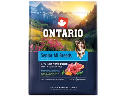Krmivo Ontario Senior All Breeds Monoprotein Tuna & Sweet Potatoes 2,25kg