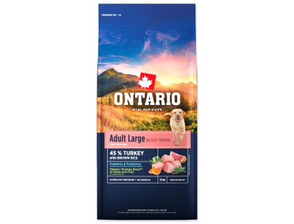 Krmivo Ontario Large Weight Control Turkey & Brown Rice 12kg