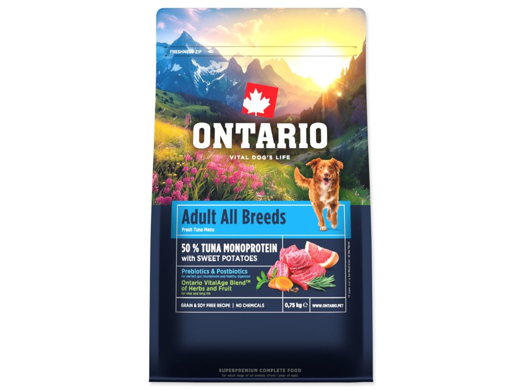 Krmivo Ontario Adult All Breeds Monoprotein Turkey & Sweet Potatoes 0,75kg