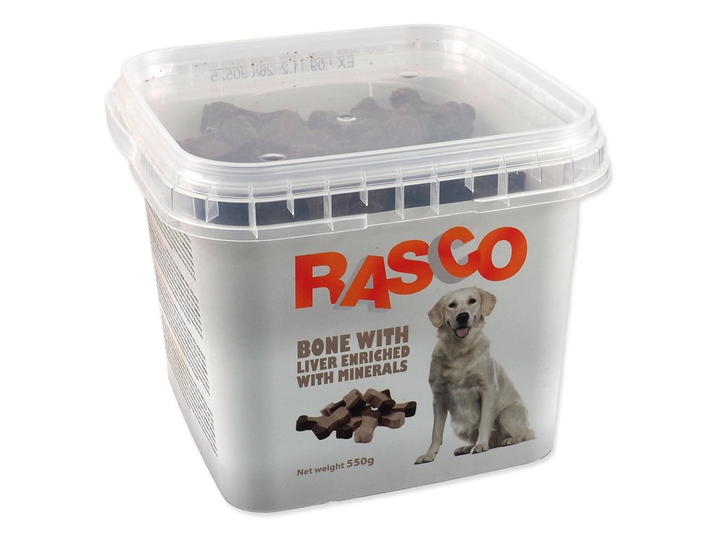 Pochoutka Rasco kost kalciová s játry 2,5cm 550g
