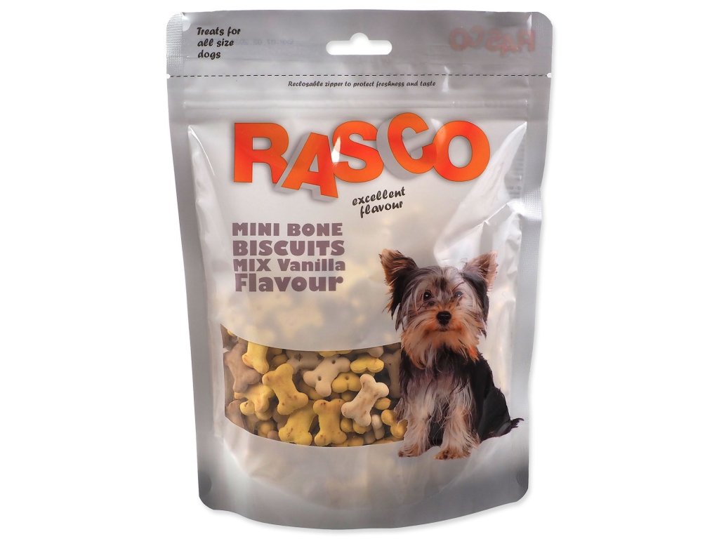 Pochoutka Rasco mini sušenky kosti mix vanilková příchuť 2cm 250g