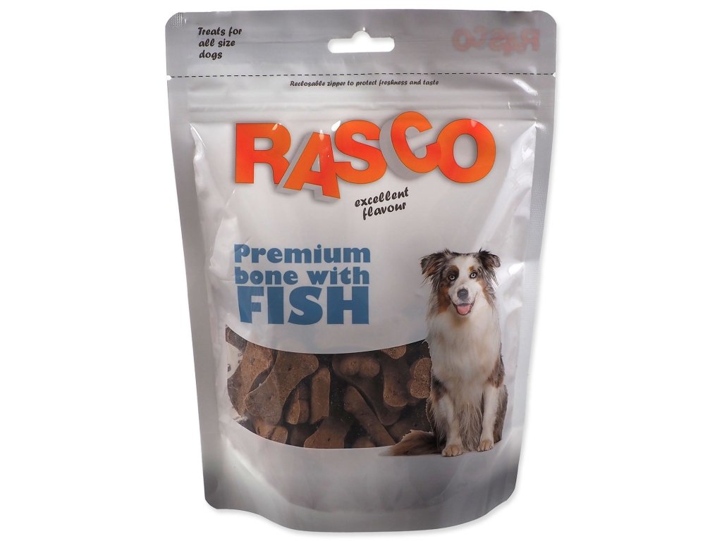 Pochoutka Rasco masová kost s rybou 5cm 250g