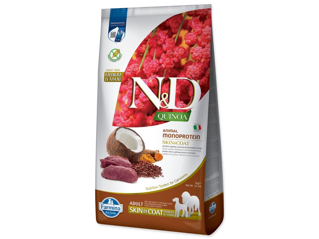Krmivo N&D Dog Adult Quinoa Skin & Coat Venison 7kg