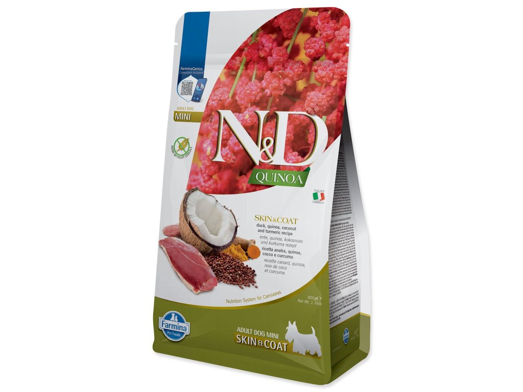 Krmivo N&D Dog Quinoa Adult Mini Skin & Coat Duck & Coconut 0,8kg