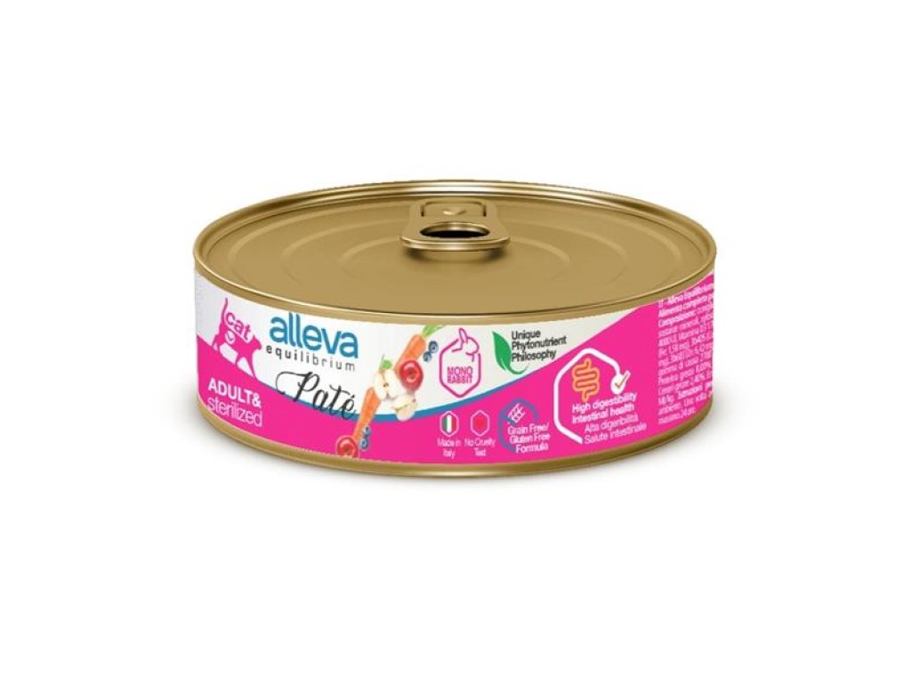 ALLEVA EQUILIBRIUM Cat konz. Pate Sterilized Rabbit 85g