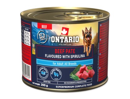 Konzerva Ontario Adult hovězí pate s příchutí spirulíny 200g
