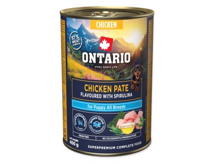Konzerva Ontario Puppy kuřecí pate s příchutí spiruliny 400g