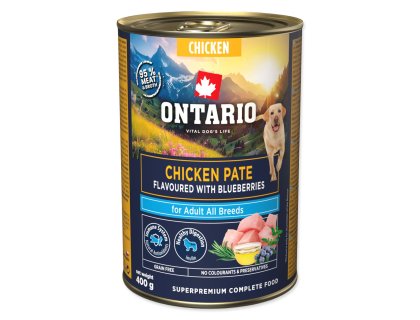 Konzerva Ontario Adult kuřecí pate s příchutí borůvek 400g