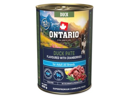 Konzerva Ontario Adult kachní pate s příchutí brusinek 400g