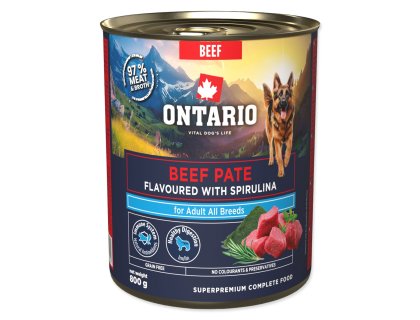 Konzerva Ontario Adult hovězí pate s příchutí spiruliny 800g