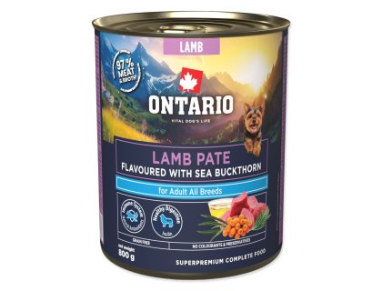 Konzerva Ontario Adult jehněčí pate s příchutí rakytníku 800g