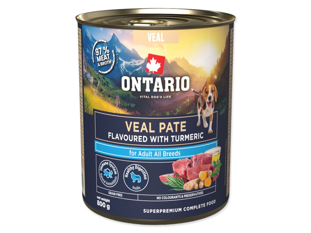 Konzerva Ontario Adult telecí pate s příchutí kurkumy 800g