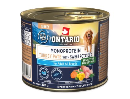 Konzerva Ontario Adult monoprotein krůtí pate s batáty 200g