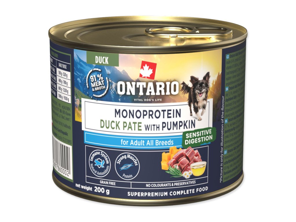 Konzerva Ontario Adult monoprotein kachní pate s dýní 200g