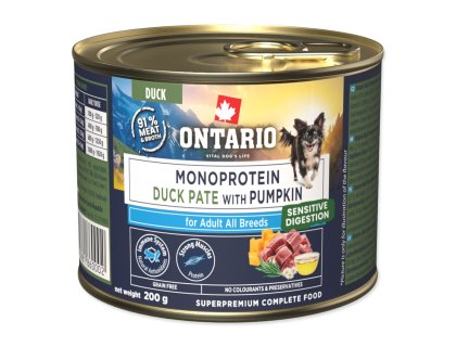 Konzerva Ontario Adult monoprotein kachní pate s dýní 200g