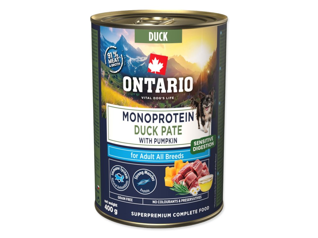 Konzerva Ontario Adult monoprotein kachní pate s dýní 400g