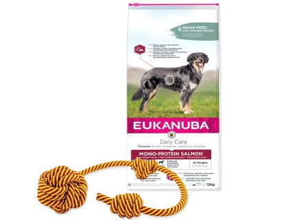 Krmivo EUKANUBA Daily Care Adult Mono Protein Salmon 12kg+Pochoutka Rasco Premium kuřecí plátky 230g