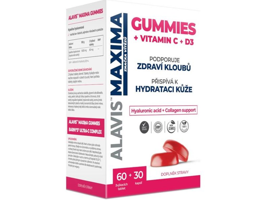 ALAVIS MAXIMA GUMMIES Vitamin C+D3 žvýkací tbl.60+cps.30