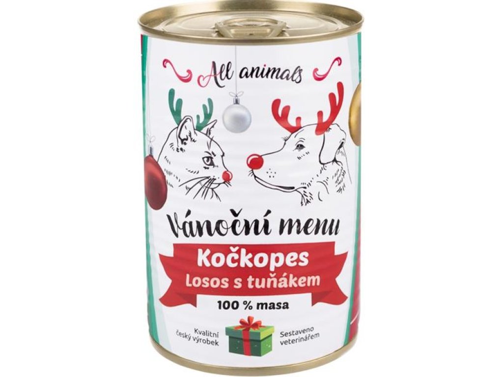 ALL ANIMALS Kočkopes konz. Vánoční edice losos s tuňákem 400g