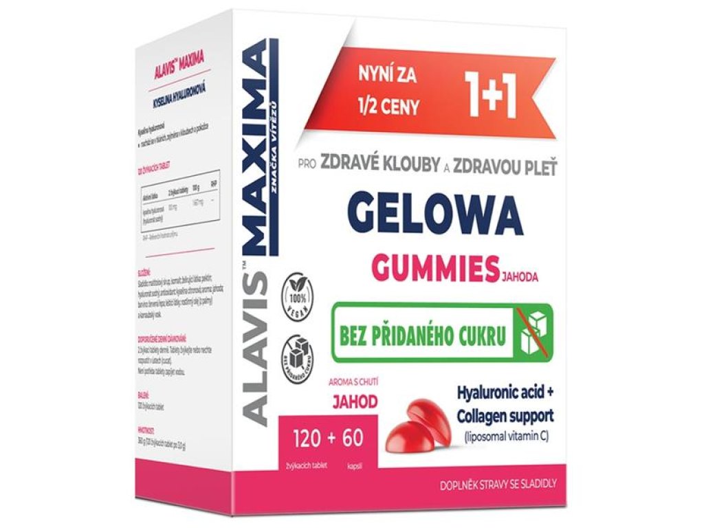 ALAVIS MAXIMA Gelowa Gummies jahoda tbl.120+cps.60